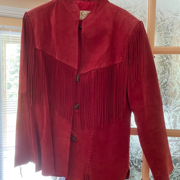 red suede fringed jacket - Picture 1 of 8